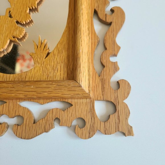 Vintage mirror in wooden handmade frame with birds. - Picture 3 of 5